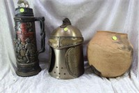 Ceramic Stein, Helmet Shaped Ice Bucket & Pottery
