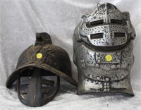 Pair of Knight Metal Helmets