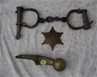 U.S. Marshall Badge, Handcuffs, Brass Hanes Cap