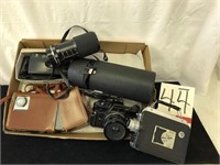 Box Lot of Assorted Cameras & Lenses