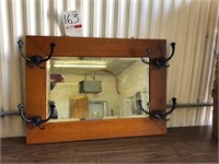 Beveled Glass Hall Mirror w/ Lion Head Hooks