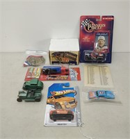 misc lot- 1991 Winston cup cards, hot wheels, meda