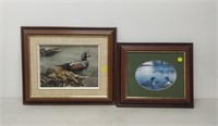 duck print and loon print in frame