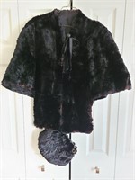 Fur Cape With Matching Muff  Purse