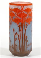 Schneider Poissons cameo art glass 9" vase