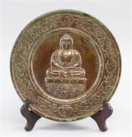 Chinese Bronze Mirror Carved Buddha