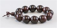 Chinese Zitan Carved Round Bead Bracelet