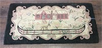 ANTIQUE HEARTH RUG, 48” BY 26”