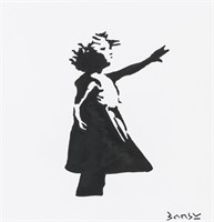 Bansky British Spray Paint on Paper