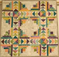 Cabin Skein - Light Colours, wall quilt, 21" x 21"