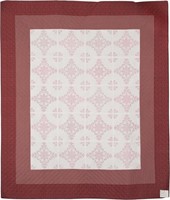 Pink Cross Stitching, bed quilt, 102" x 119"