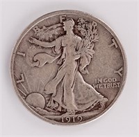Coin 1919-P Walking Liberty Half Dollar In VF+