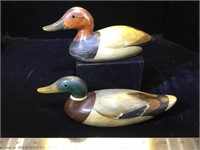 2 signed Tom Taber miniature wood duck