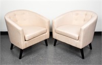 Alton Modern Upholstered Barrel Back Chairs, Pr