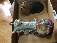 Lighted Religious Statue & Puppy Figurine