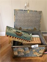 Padded Sewing Chest w/ Decorative Bench & Basket