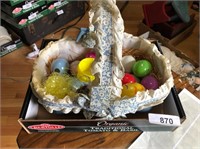 Easter Basket w/ Glass & Plastic Eggs