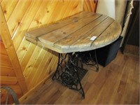 Custom Spool Top Singer Sew Cast Iron Base Table