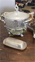 Stainless Butter Dish, Silver Plate Item