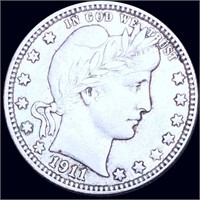 1911-D Barber Silver Quarter LIGHTLY CIRCULATED