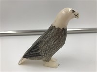 Peter Mayac ivory carving of a bald eagle 2.5" tal