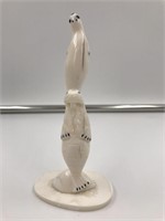 Utuqsiq ivory carving of a walrus and seal 5.5" ta