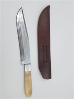 Fixed bladed knife with bone scales, steel bolster