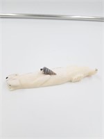 Adorable Ivory carving of an otter with his supper