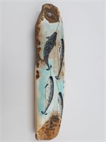 Fabulous colored scrimshaw of a pod of narwhales b