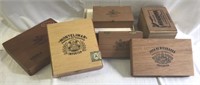 Seven vintage cigar boxes six of which are wooden