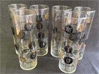 Six Vintage water glasses