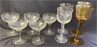 Nine assorted stemware glasses