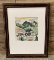 Water color artwork - mill scenery