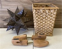 Tea candle, wast basket, shoe stretchers