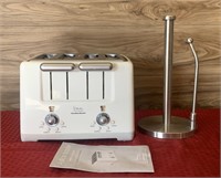 Four slice toaster/stainless paper towel holder