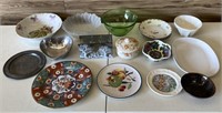Misc. plates, bowl, candle holder