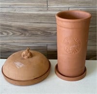 Covered appetizer dish and wine cooler- clay