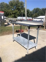 Stainless Prep Table W/Poly Cutting Board