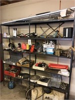 Free Standing Shelves with tools and parts