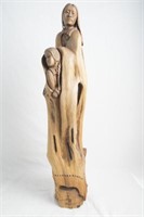 Bob Boomer Carved Wood Sculpture Mother & Daughter