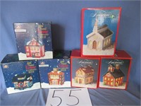 6 Lighted Ceramic Holiday Houses