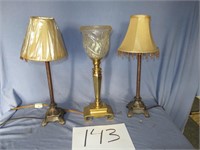 Heavy Brass Lamp & 2 Table Lamps