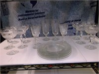 20 PIECE LIBBY ROCK SHARP CLEAR CUT GLASS SET