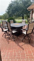 Patio Table & 8 Chairs W/ Gas Fire Pit Heater