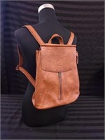 "S-Q" CAMEL COLOURED BACKPACK PURSE, MADE WITH