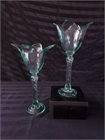 SET OF 2 TULIP SHAPED CANDLE HOLDERS