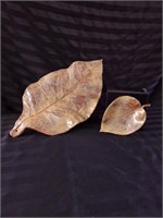 SET OF TWO LEAF SHAPED PLATTERS CREATED BY KELLY