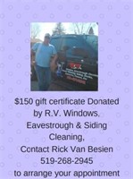 $150.00 GIFT CERTIFICATE TO R.V. WINDOWS &