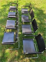 Eight 70's Stendig Chrome & Leather Side Chairs