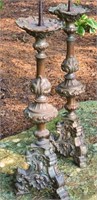 Pair of Tall Antique Repousse Table Candlesticks